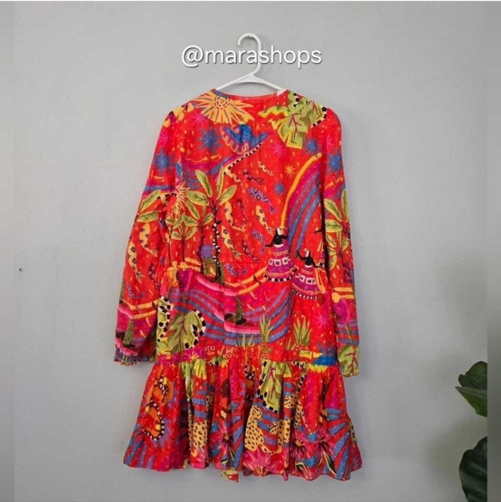FARM Rio Red Magic Forest V Neck Mini Dress - Picture 7 of 9